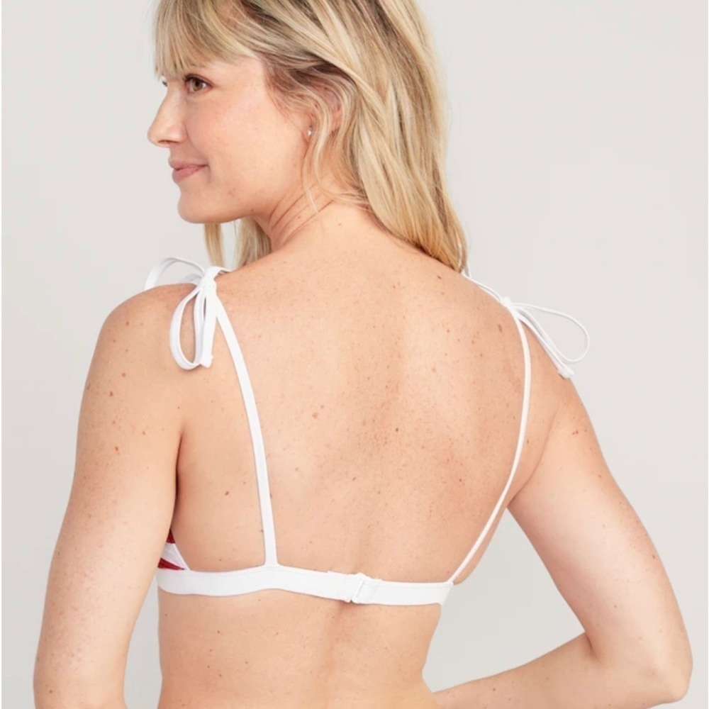 Terry Tie-Shoulder Triangle Bikini Swim Top for Women​ - Picture 6 of 7